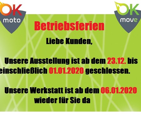 Betriebsferien 2019 / 2020