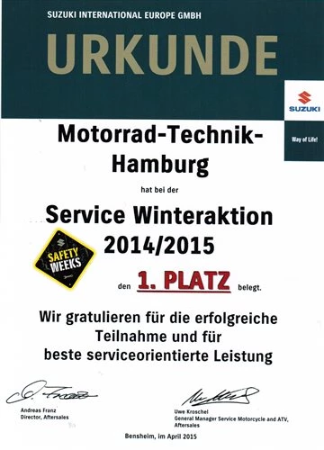 NR. 1 bei der SUZUKI SERVICE AKTION 2013 ! Bild 2: NR. 1 bei der SUZUKI SERVICE AKTION 2013 !