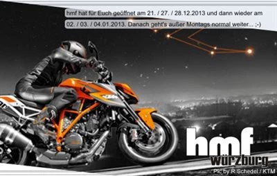 hmf Öffnungszeiten über die Feiertage Bild 1: hmf Öffnungszeiten über die Feiertage
