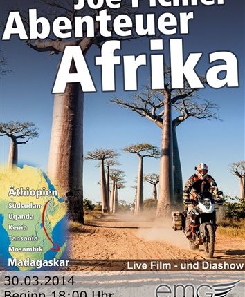 Joe Pichler Vortrag - 30.03.2014 Abenteuer Afrika
 von Äthiopien bis Madagaskar
 Live Film und Diashow von Joe Pichler...

 30. 03. 2014 
 Beginn 18:00 Uh ... Weiter >>