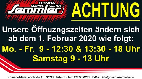 Honda Semmler - Öffnungszeiten 2020