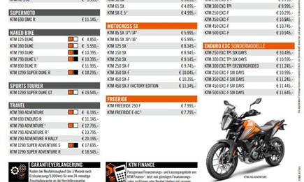Aktuelle KTM Preise für 2020
