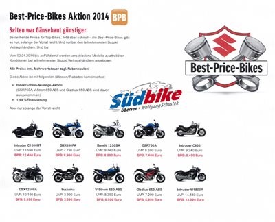 Suzuki Motorrad Sonderpreise 2014!