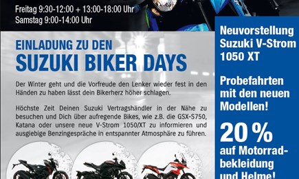 Suzuki Biker Days 2020 am 20. und 21. März