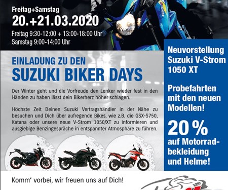 Suzuki Biker Days 2020 am 20. und 21. März