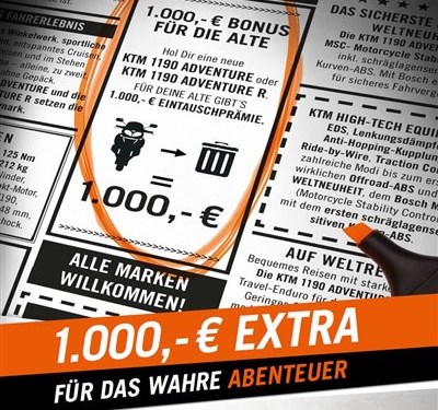 KTM 1190 Adventure Eintauschaktion KTM 1190 Adventure Eintauschaktion