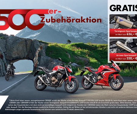 500er Zubehöraktion - Sichere dir einen Sportauspuff von Arrows oder Termignoni gratis!!!