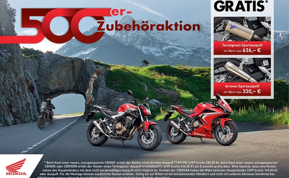 500er Zubehöraktion - Sichere dir einen Sportauspuff von Arrows oder Termignoni gratis!!! Bild 1: 500er Zubehöraktion - Sichere dir einen Sportauspuff von Arrows oder Termignoni gratis!!!