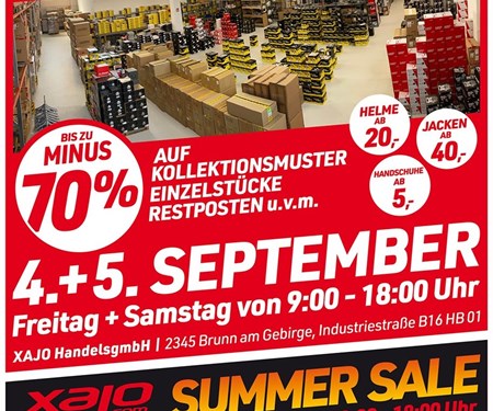 trad. XAJO Lagerabverkauf am neuen Standort Brunn am Gebirge trad. XAJO Lagerabverkauf am neuen Standort Brunn am Gebirge