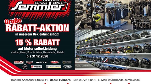 Honda Semmler - 15% Rabatt auf Motorradbekleidung ! 