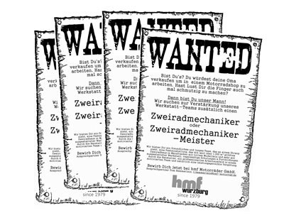 WANTED - Wir suchen Dich (Zweiradmechaniker)