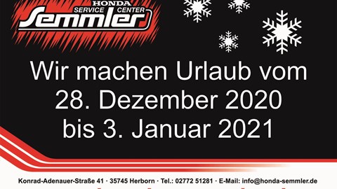 Honda Semmler - Weihnachtsöffnungszeiten