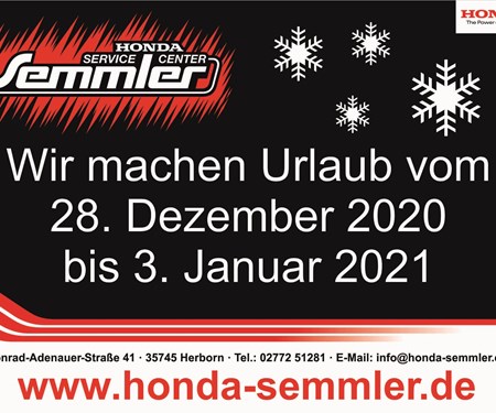 Honda Semmler - Weihnachtsöffnungszeiten