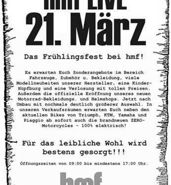 hmf LIVE Biker-Frühlingsfest am 21. März 2015