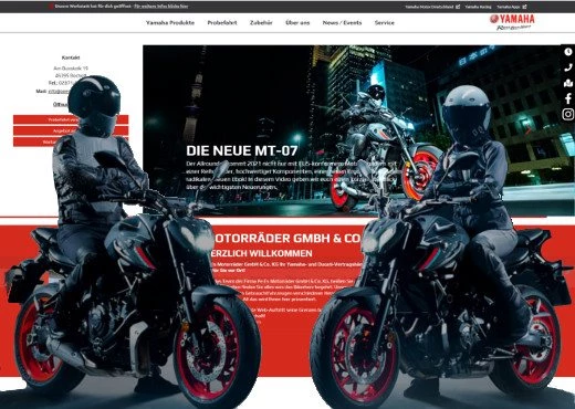 Yamaha Webseite im neuen Design Bild 1: Yamaha Webseite im neuen Design