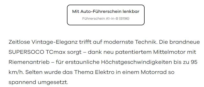 Super Soco TC Max 95Km//H Elektro Bike  fahrbar mit A1 B(196) zum sensationellen Preis/Leistzungsverhältnis Bild 2: Super Soco TC Max 95Km//H Elektro Bike  fahrbar mit A1 B(196) zum sensationellen Preis/Leistzungsverhältnis