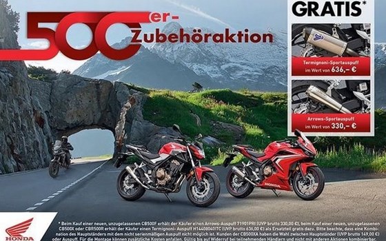 GRATIS Arrow Auspuff im Wert von 636 ,-€ zum Kauf einer CB500F '2020 - Bild 1