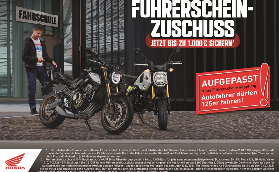 Honda Semmler - Führerschein Aktion  Bild 1: Honda Semmler - Führerschein Aktion
