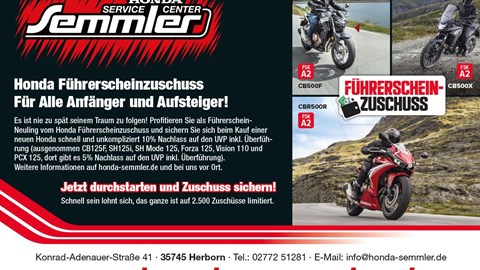 Honda Semmler - Führerschein Aktion endet 16. April 2021