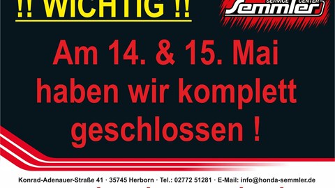 Honda Semmler - Öffnungszeiten zum Himmelfahrt