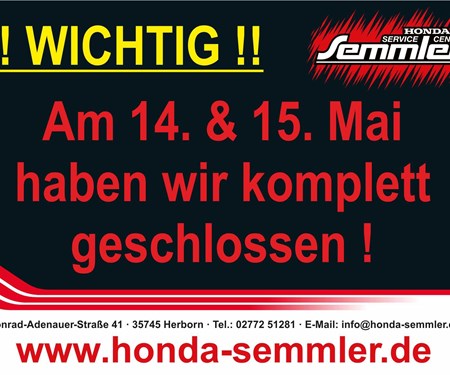Honda Semmler - Öffnungszeiten zum Himmelfahrt