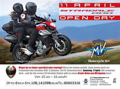Erleben Sie bei uns am "STRADALE DAY" die neue MV Stradale und MV Agusta bei italienschen Köstlichkeiten!