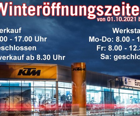 Winteröffnungszeiten ab 01.10.2021 Winteröffnungszeiten ab 01.10.2021