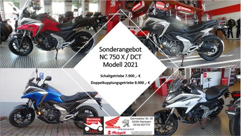 Sonderangebot  NC750X DCT & Schaltgetriebe 8.900 ,-€ / 7.900 ,-€ 