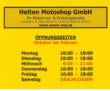 NEUE ÖFFNUNGSZEITEN OKTOBER-FEBRUAR NEUE ÖFFNUNGSZEITEN OKTOBER-FEBRUAR
