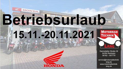 Betriebsurlaub 15.11.-20.11.2021