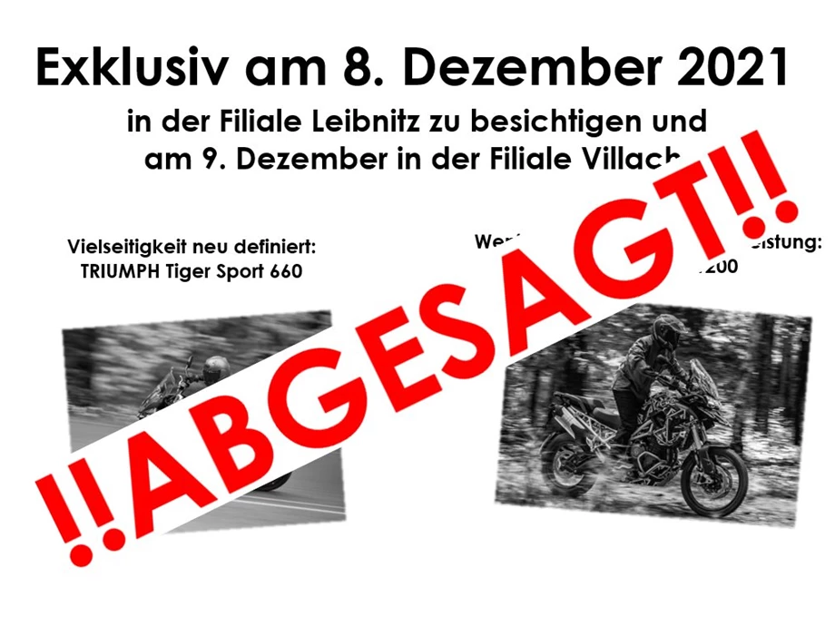 Abgesagt / Neu-Modell Präsentation am 8. & 9. Dezember Bild 1: Abgesagt / Neu-Modell Präsentation am 8. & 9. Dezember