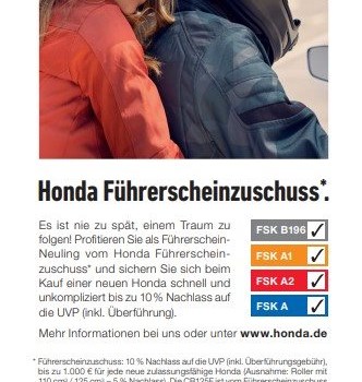 Honda Führerscheinzuschuss 2022 - Bild 2