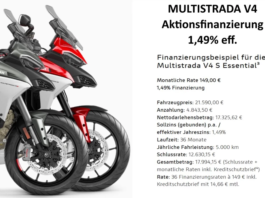 Die MULTISTRADA V4 - Aktions-Finanzierung ist da !  Bild 1: Die MULTISTRADA V4 - Aktions-Finanzierung ist da !