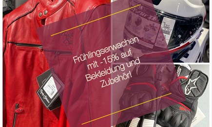 Frühlingserwachen minus - 15% auf lagernde Bekleidung und Zubehör