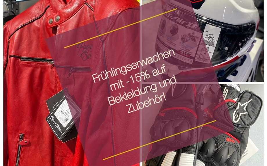 Frühlingserwachen minus - 15% auf lagernde Bekleidung und Zubehör Bild 1: Frühlingserwachen minus - 15% auf lagernde Bekleidung und Zubehör