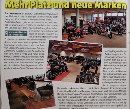 Bericht in der "MotorradSzene" zur Eröffnungsfeier
