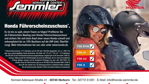 Honda Semmler - Führerschein Aktion endet am 11. April 2022