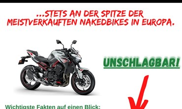 Z900...stets an der Spitze der  meistverkauften Nakedbikes in Europa.