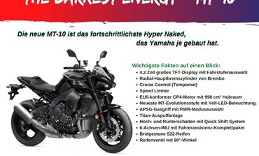 Die neue MT-10 ist das fortschrittlichste Hyper Naked, das Yamaha je gebaut hat.