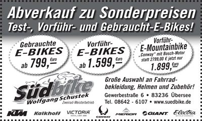 Abverkauf TEST-Gebraucht E-Bikes zu Sonderpreisen