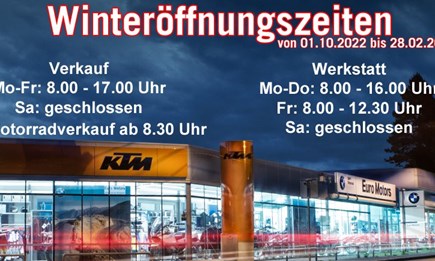 Winteröffnungszeiten ab 01.10.2022