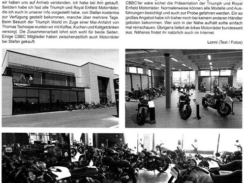 Bericht in der „CBBC-INFO“ über sk-bikes bzw. Triumph Bad Kreuznach