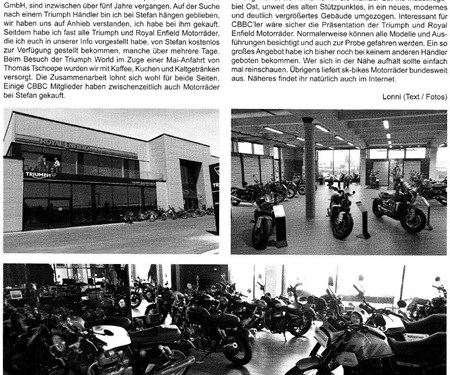 Bericht in der „CBBC-INFO“ über sk-bikes bzw. Triumph Bad Kreuznach