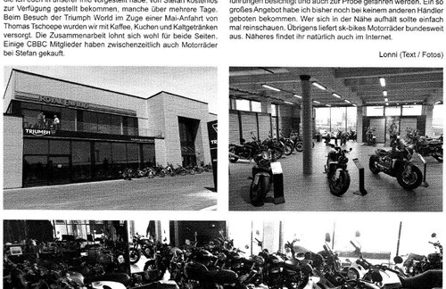 Bericht in der „CBBC-INFO“ über sk-bikes bzw. Triumph Bad Kreuznach