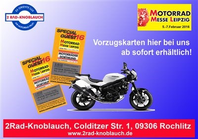 Vorzugskarten für Motorradmesse hier erhältlich...