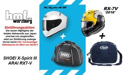 ARAI RX7 V und SHOEI X-Spirit III - Einführungsaktion