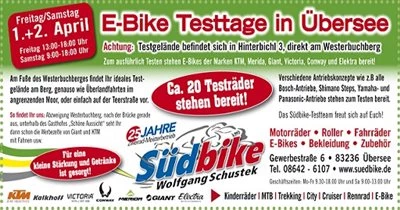 E-Bike Testtage bei Südbike Übersee Bild 1: E-Bike Testtage bei Südbike Übersee