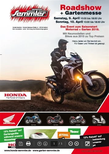 Honda Semmler - Road Show + Gartenmesse Bild 1: Honda Semmler - Road Show + Gartenmesse