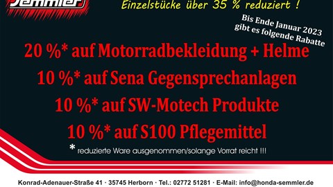 Honda Semmler - 20% Aktion Bekleidung 