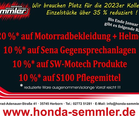 Honda Semmler - 20% Aktion Bekleidung 